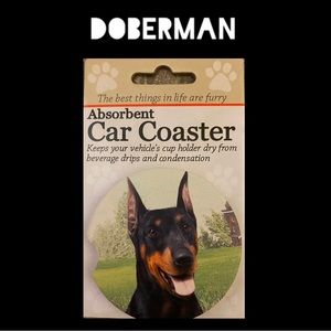 🆕 Absorbent Car Coaster - Doberman - Dog